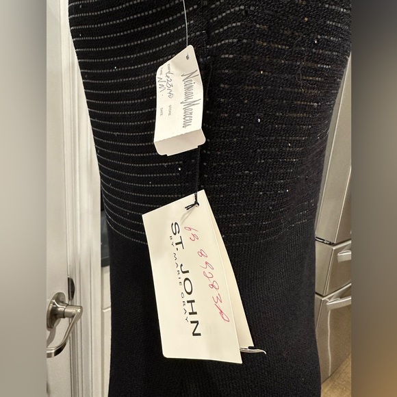 NWT Elegant St. John Sleeveless Black Sequin/Mesh Evening Dress, Size 6 - Picture 9 of 12
